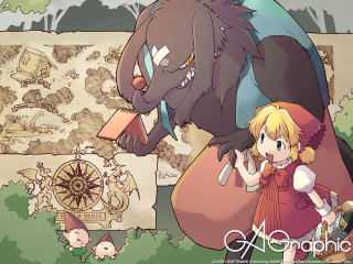 Girl giant animal field forest - a field of grass and trees free wallpaper