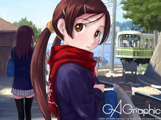 Girl long hair scarf train - a red scarf free wallpaper