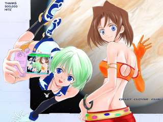 Cartoon two women planet cellphone - a camera free wallpaper