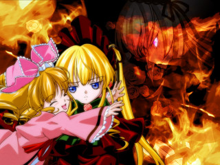 Anime hug fire demon twins - a fire background free wallpaper