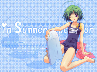 Girl bathing suit towel fence - free summer wallpaper