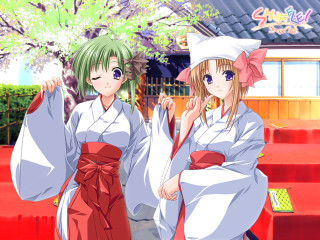 Cherry blossoms japanese girls shrine - cherry blossom free wallpaper