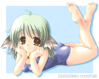 Cartoon girl green hair anime - her stomach free wallpaper