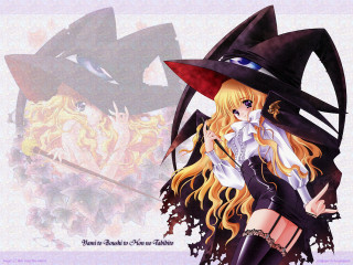 Anime blonde witch hat lace - a black hat free wallpaper
