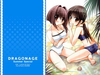 Two girls bathing suits blue - a blue border free wallpaper