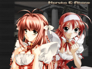 Red hair anime girls blush - white dress free wallpaper