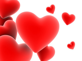Red hearts floating air white - red heart free wallpaper