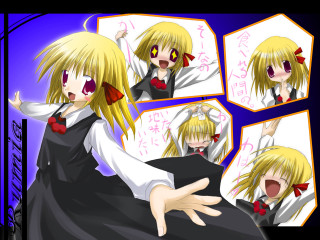 Blonde girl bowtie blackdress manga - white collar free wallpaper