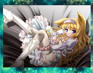 Anime girl white dress cat - a white hat free wallpaper