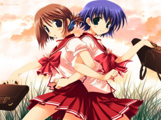 Two girls red white dresses - two girl free wallpaper