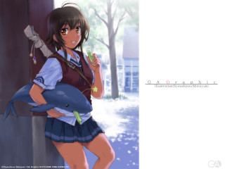 Girl fish sword school uniform - a girl in a school uniform holding free wallpaper