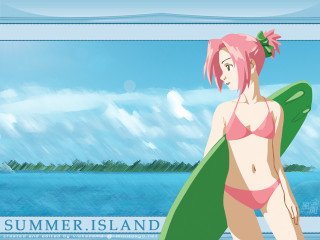 Pink bikini surfboard beach pony - summer free wallpaper for desktop