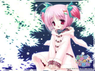 Pink hair girl snow christmas - ground free wallpaper for desktop