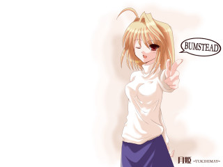 Girl ponytail pointing thought bubble - a ponytail free wallpaper