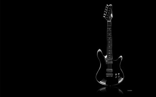 Guitar black background reflection monochrome - photo of a guitar free wallpaper