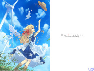 Girl blue dress kite bird - a kite in the sky free wallpaper