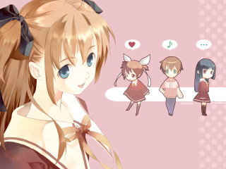 Girl bow background speech anime - other girl free wallpaper