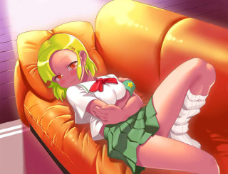Cartoon girl couch blonde gyaru - a cartoon girl free wallpaper