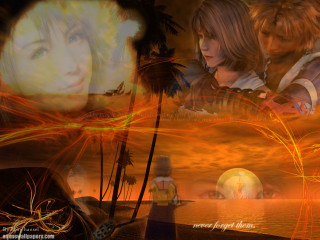 Sunset couple water magicrealism finalfantasy - final free wallpaper