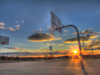 Basketball hoop sunset clouds sky - northwest free wallpaper