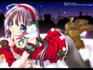 Santa girl bed aurora snow - a santa hat free wallpaper