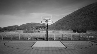 Basketball court hoop mountains black - deep free wallpaper