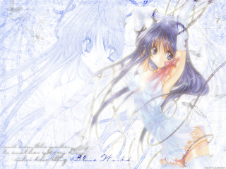 Anime girl white dress arms - long hair free wallpaper for desktop