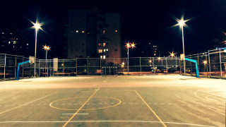 Basketball court night lights hoop - almada negreiro free wallpaper