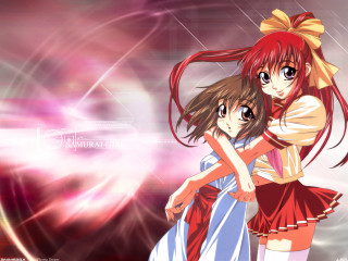 Anime girls hug star background 2 - swirl free wallpaper