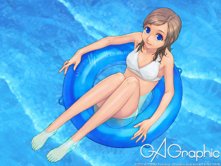 Cartoon girl raft water bikini - a cartoon girl free wallpaper