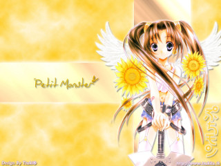 Gothic anime girl sunflowers holding - a white border free wallpaper for desktop