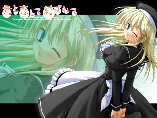 Anime blonde haired black dress - black hat free wallpaper