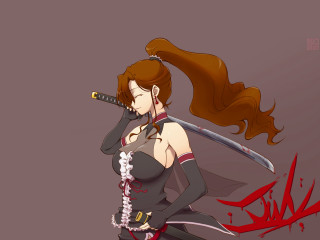 Woman sword chain neck hand - official art free wallpaper for desktop