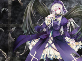 Purple wings gothic portrait suigintou - a purple outfit free wallpaper for desktop
