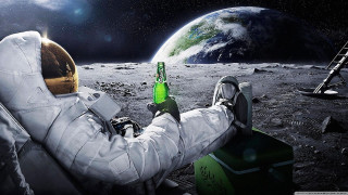 Astronaut beer moon ladder space 3 - space free wallpaper