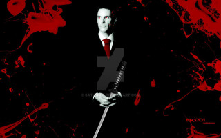 Man suit tie sword blood - blood splatter free wallpaper
