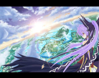 Anime purple hair dress sky - elysium free wallpaper for desktop
