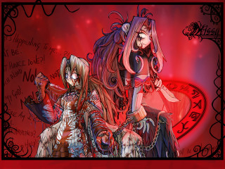 Anime gothic yandere puzzle longhair - a red frame free wallpaper