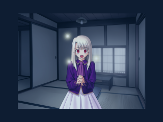 White hair purple shirt room - a door and a window free wallpaper