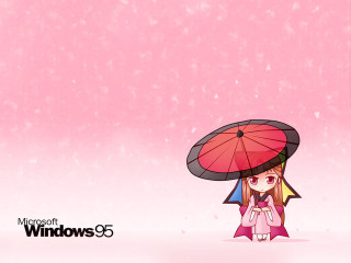 Girl pink umbrella snowflakes kawaii - a red umbrella free wallpaper