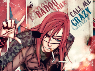 Redhair cigarette lighter anime camouflage - her mouth free wallpaper