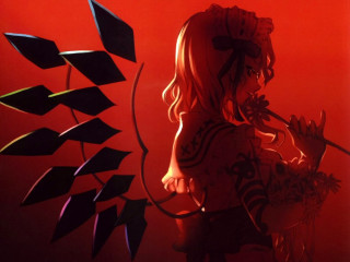 Woman sword red background gothic - shape free wallpaper for desktop