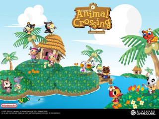 Cartoon animal crossing island animals - a boat free wallpaper