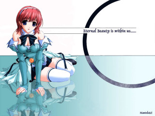 Woman blue outfit sitting anime - us free wallpaper