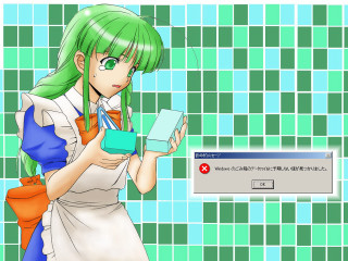 Green hair girl box tiled 2 - a red cross free wallpaper for desktop