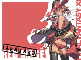 Dark elf woman red outfit - a red square free wallpaper