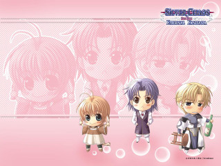 Anime characters pink bubbles school - three anime character free wallpaper