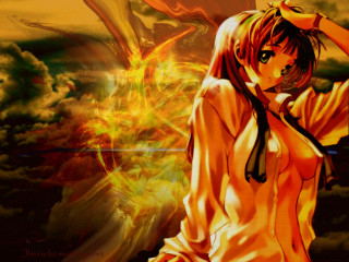 Woman yellow dress dragon clouds - a sky full free wallpaper