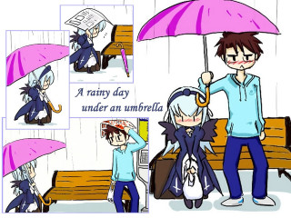 Pink umbrella rainy day family - ayo free wallpaper