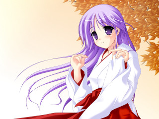 Purple hair miko blush gradient - branch free wallpaper for desktop
